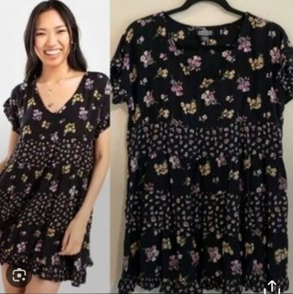 Angie Floral Print Tiered Tunic Top